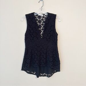 A.L.C. Lace Sleeveless V Neck Black Benni Top - Size 2